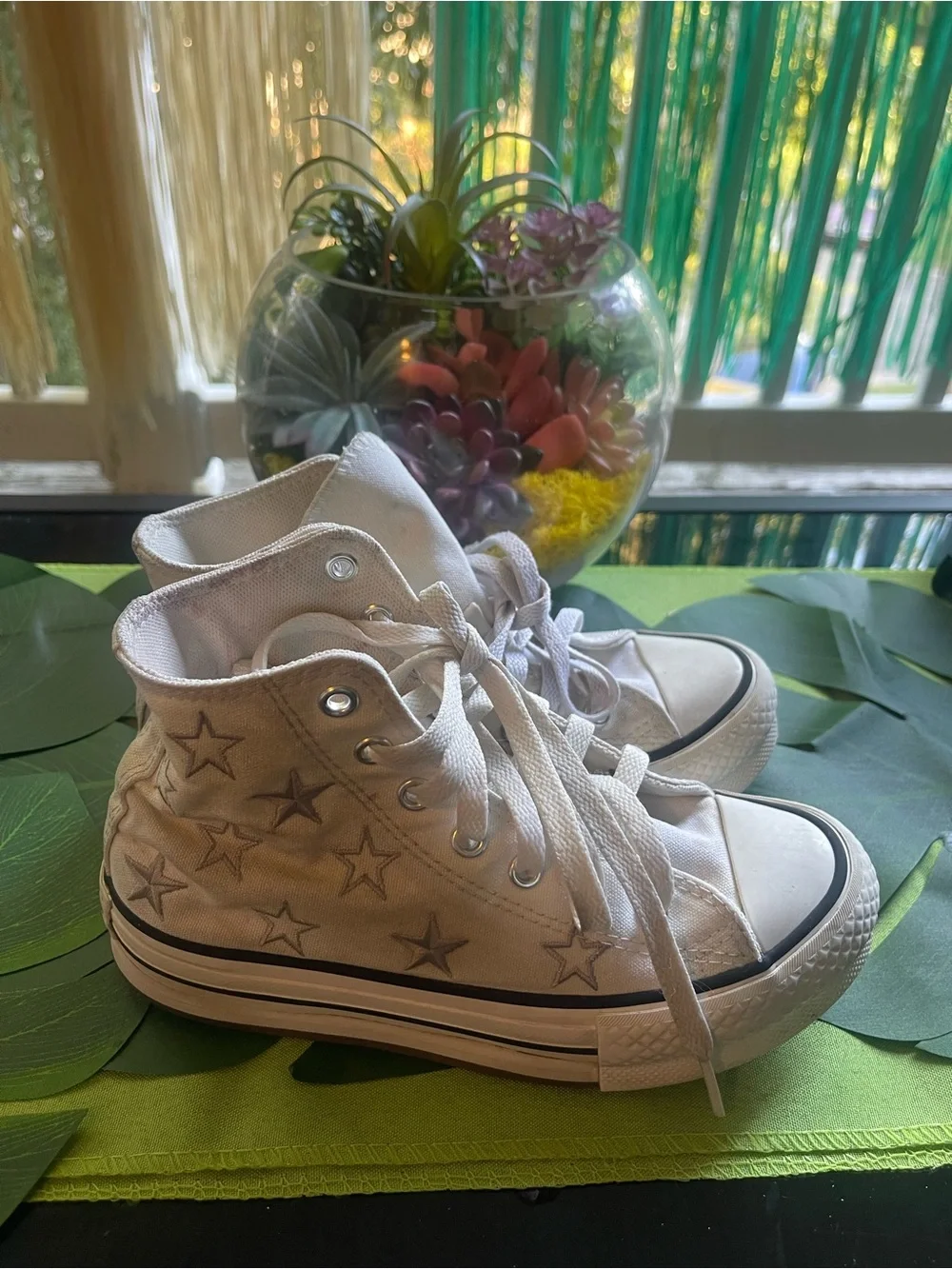 Converse White High-Top Sneakers with Star Detail